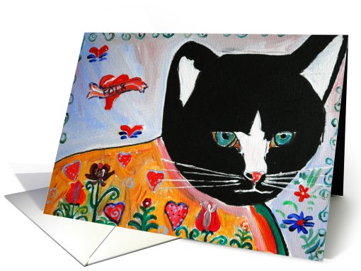 Sweet Hearty Folk Arty Kitten
 card (646510)
