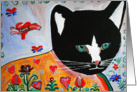 Sweet Hearty Folk Arty Kitten card
