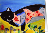 Sweet Black folk art cat card
