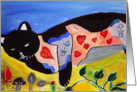 Sweet Black folk art cat card