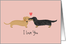 Be My Valentine Dachshunds with Heart Custom Text card