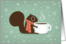 Winter Woodland Squirrel Coffee Holiday card