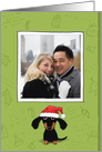 Cute Santa Dachshund Christmas Photo Template card