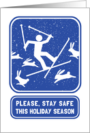 Bunny Slope Skier Humorous Holiday card
