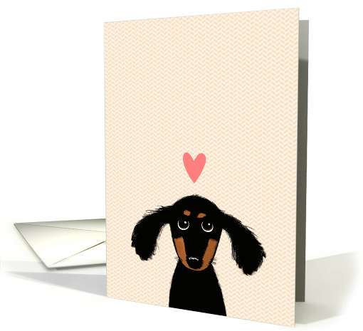 Cute Dachshund with Pink Valentine's Day Heart card (1353676)