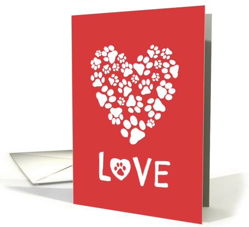 Happy Valentine's Day from Pets, Paw Prints Heart Love card (1354398)