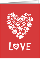 Happy Valentine’s Day from Pets, Paw Prints Heart Love card