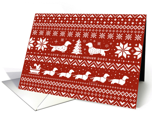 Love Joy Peace Wiener Dogs Christmas Pattern card (1410788)
