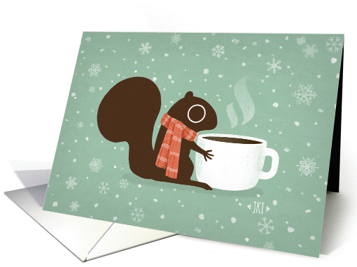 Winter Woodland Squirrel Coffee Holiday card (1416268)