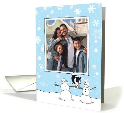 Winter Fun Border Collie Dog with Snowmen Holiday card (934690)