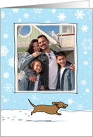 Winter Dachshund Holiday Photo Template card