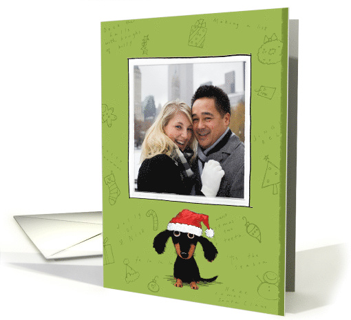 Cute Santa Dachshund Christmas Photo Template card (939247)