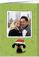 Cute Santa Dachshund Christmas Photo Template card