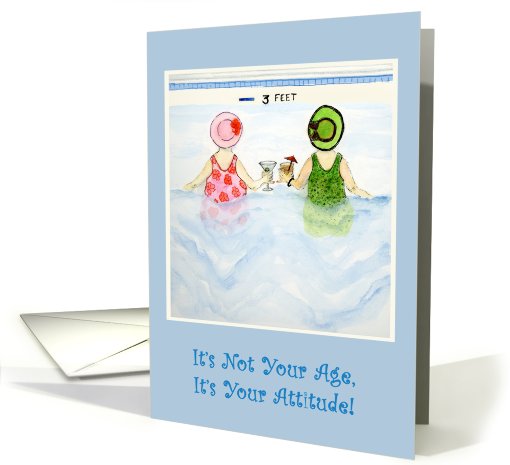 Old Women with Attitude Pool Walking Birthday card (628113)