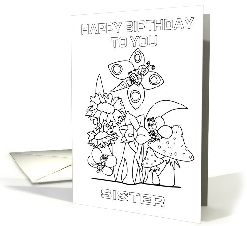 coloring bithday sister card (452953)