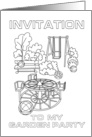 coloring invitation on garden party card