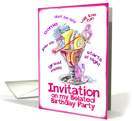 nvitation on belated birthday party card (455301)