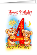 4th birthday fo children/ card