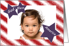 Patriotic Red White and Blue God Bless America Blank Inside card