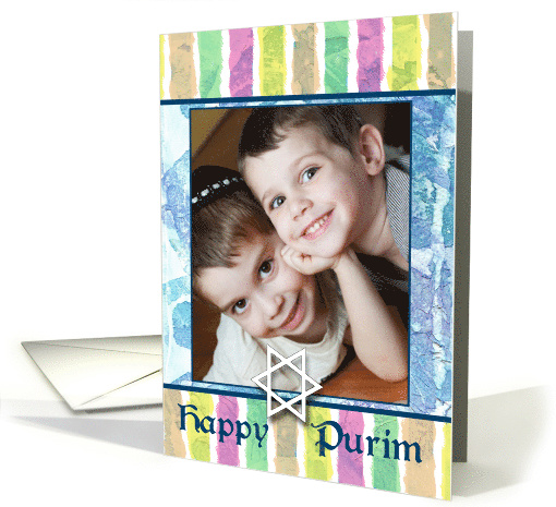 Pastel Colors Star of David Happy Purim card (1034367)