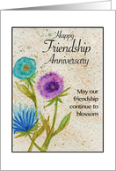 Happy Friendship Anniversary - Watercolor Blossoms card