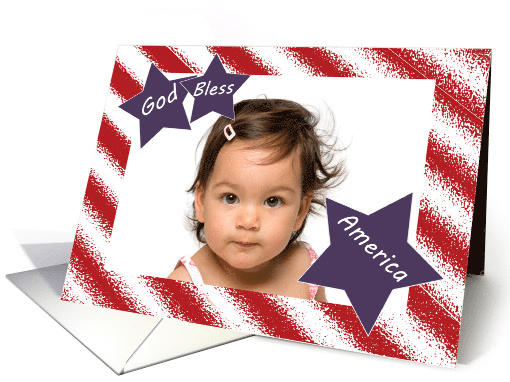 Patriotic Red White and Blue God Bless America Blank Inside card