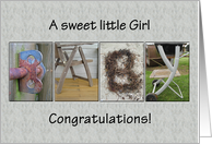 Photo letter sweet little girl card