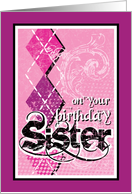 Fashion Argyle - birthday sister card