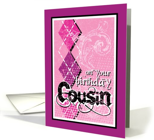 Fashion Argyle - birthday cousin card (470179)
