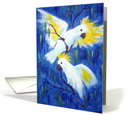 two cockatoos  birthday card (451548)