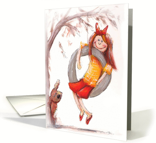Birthday - Girl on a swing card (877883)
