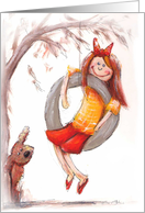 Birthday - Girl on a swing card