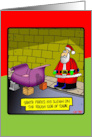 Santa parks his sled on the rough side of town card