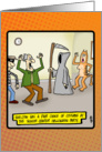 Funny Halloween card - grim reaper costume at senior citizen party. card