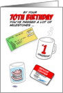 Humorous 70th Birthday Card -Old age milestones. card