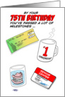 Humorous 75th Birthday Card -Old age milestones. card