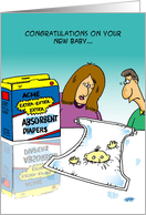 Cartoon baby in diapers-congratulations to parents on new baby. card