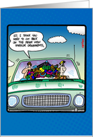 Guys cruising in car with swag- go overboard on your birthday! card