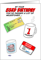 Humorous 83rd Birthday Card -Old age milestones. card