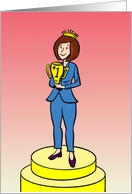 A trophy to the champion of Administrative Professional’s Day female card