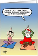 Funny Christmas card - Santa doing yoga class to stay flexible. card