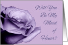 Purple Rose Be My Maid of Honor best friend wedding party invitation card