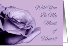 Purple Rose Be My Maid of Honor best friend wedding party invitation card