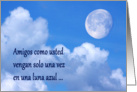Spanish Language Dia de Amistad Happy Friendship Day blue moon card