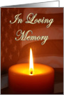In loving memory lit candle and waving flag card