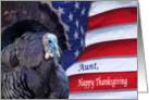 Happy Thanksgiving deployed Aunt patriotic flag and turkey card