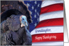 Happy Thanksgiving deployed Granddaughter patriotic flag and turkey card