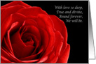 Elegant red rose whorls wedding announcement card