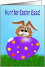 Easter Egg Hunt invitation colored egg and bunny card