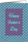 Happy Father’s Day blue and purple square pattern from twin children card
